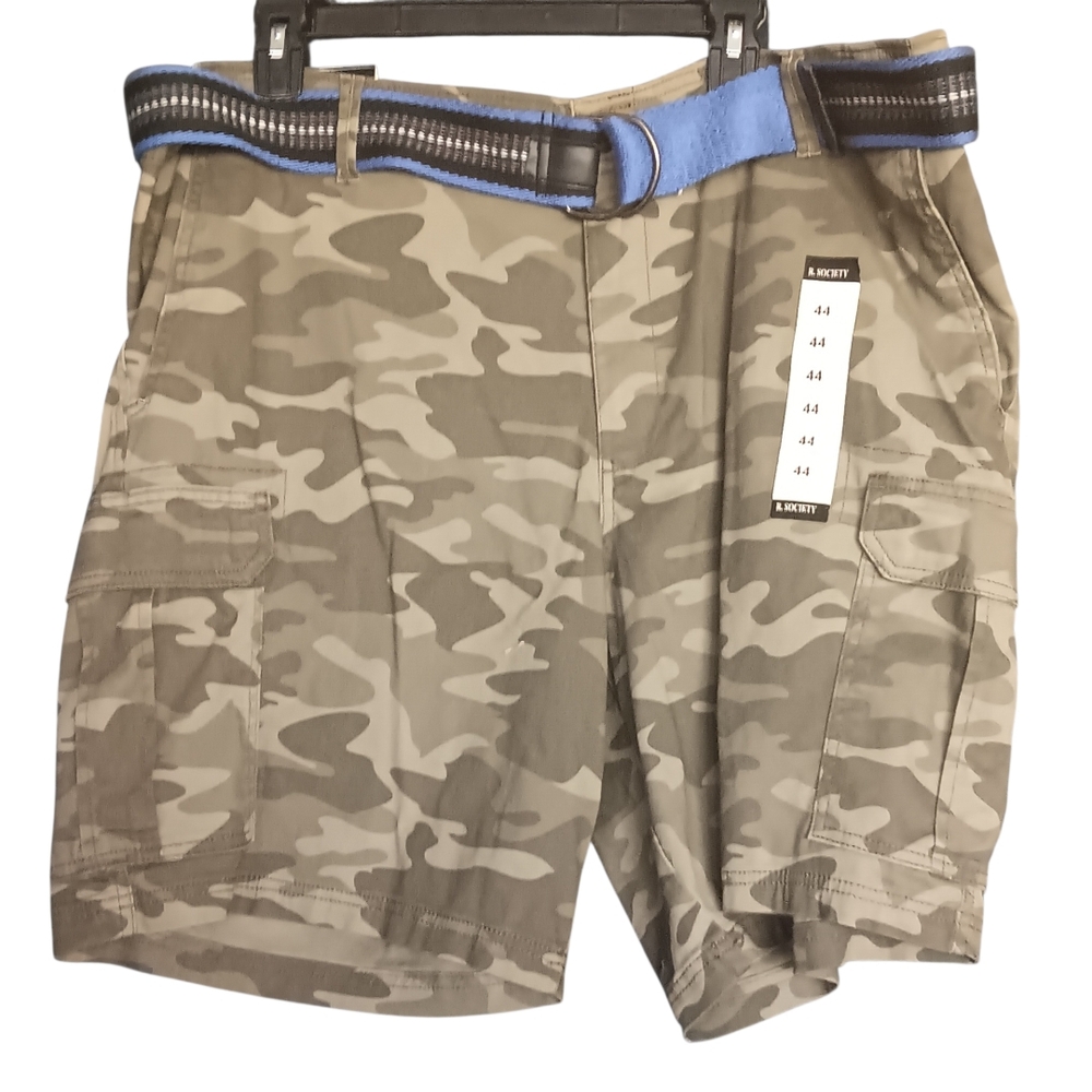Society Men's Camouflage Cargo Shorts with Belt